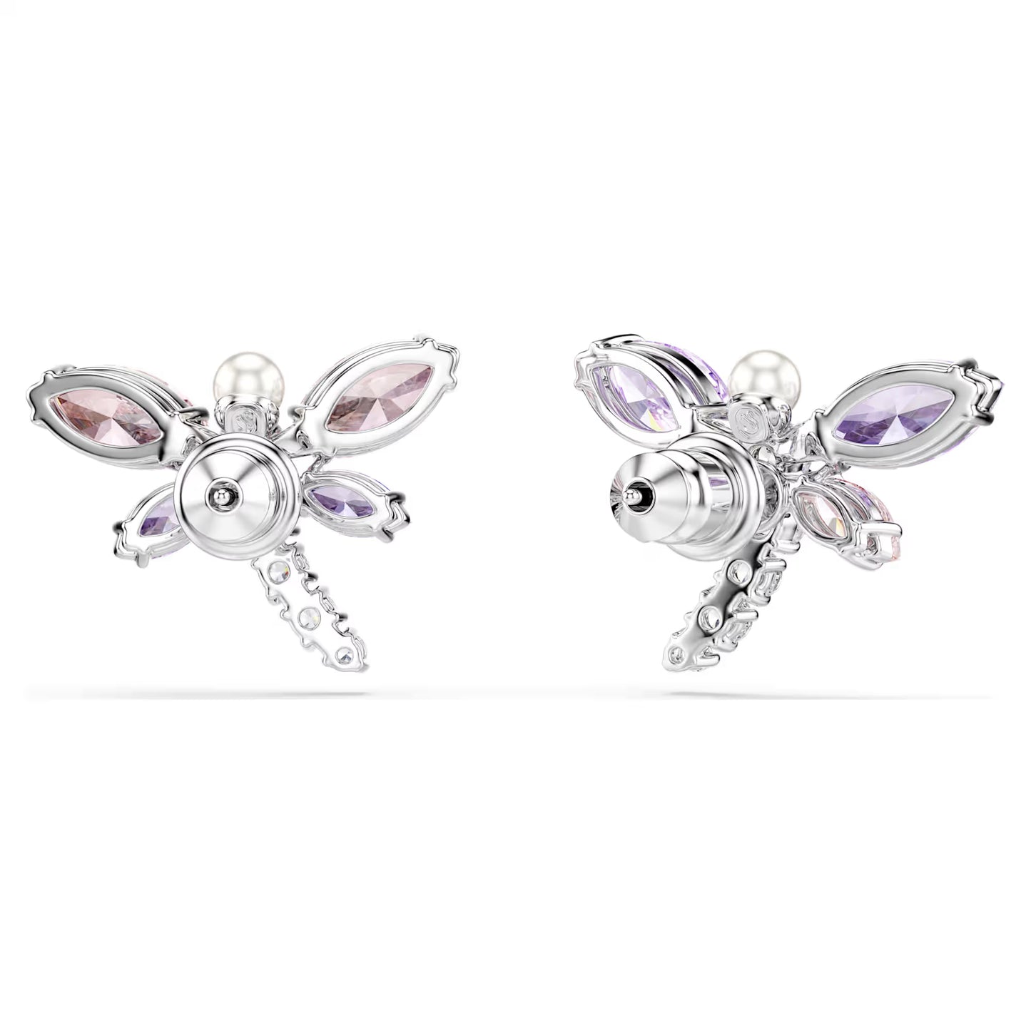 Ariana Grande x Swarovski stud earrings, Mixed cuts, Dragonfly, Multicolored, Rhodium plated