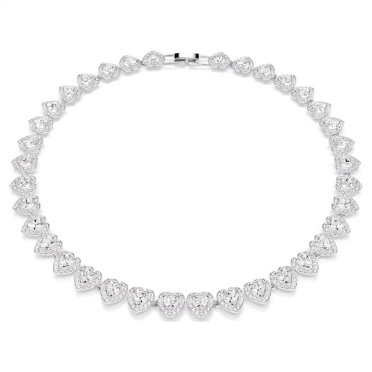 Ariana Grande x Swarovski Tennis necklace, Mixed cuts, Heart, White, Rhodium plated