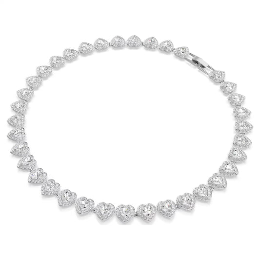 Ariana Grande x Swarovski Tennis necklace, Mixed cuts, Heart, White, Rhodium plated
