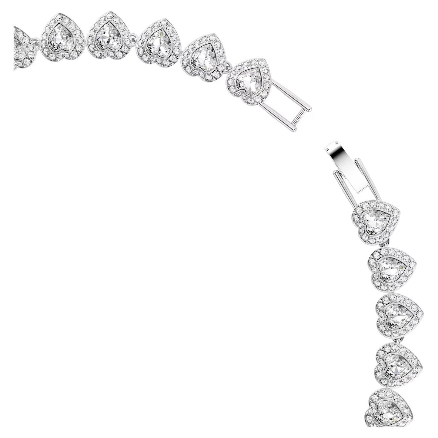 Ariana Grande x Swarovski Tennis necklace, Mixed cuts, Heart, White, Rhodium plated