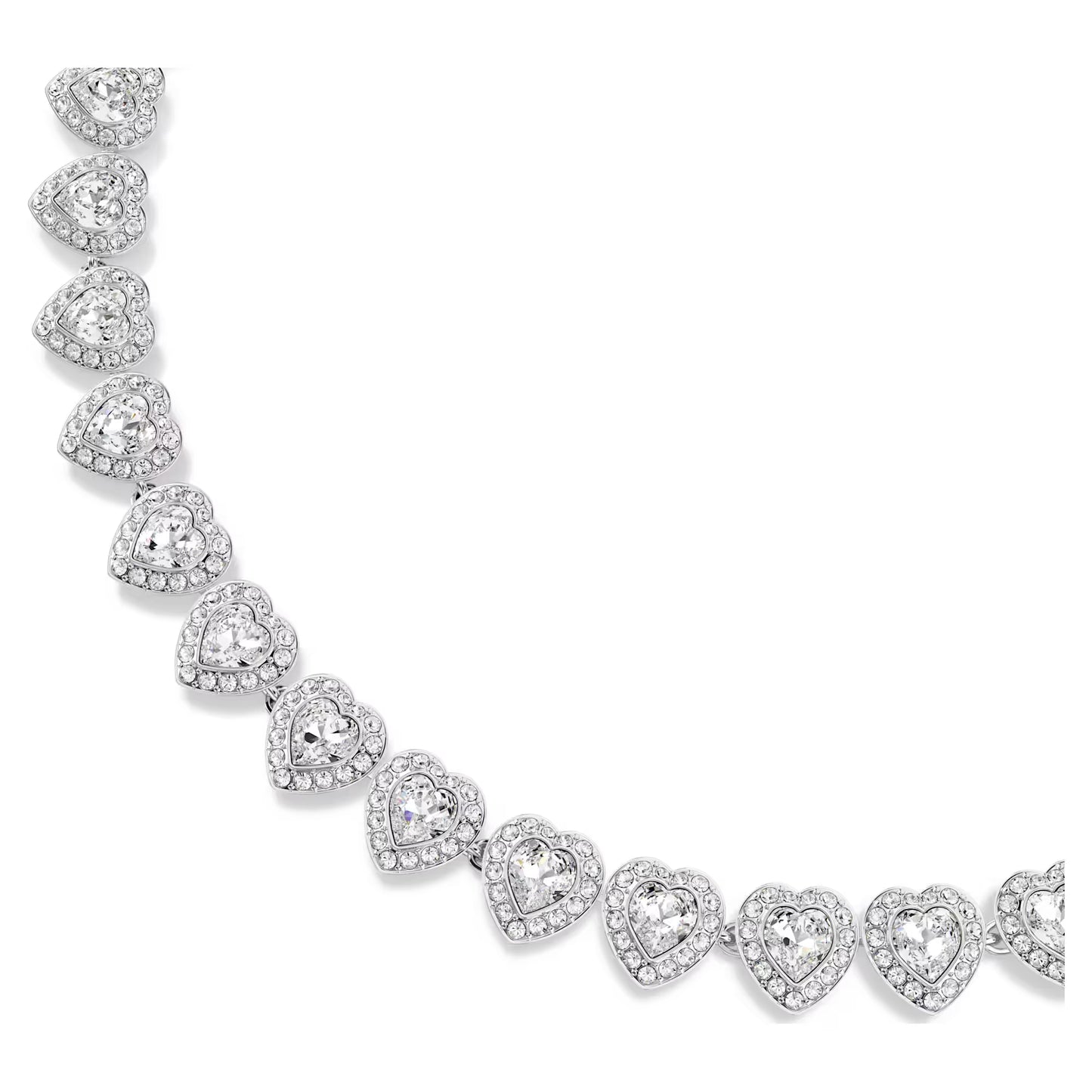Ariana Grande x Swarovski Tennis necklace, Mixed cuts, Heart, White, Rhodium plated