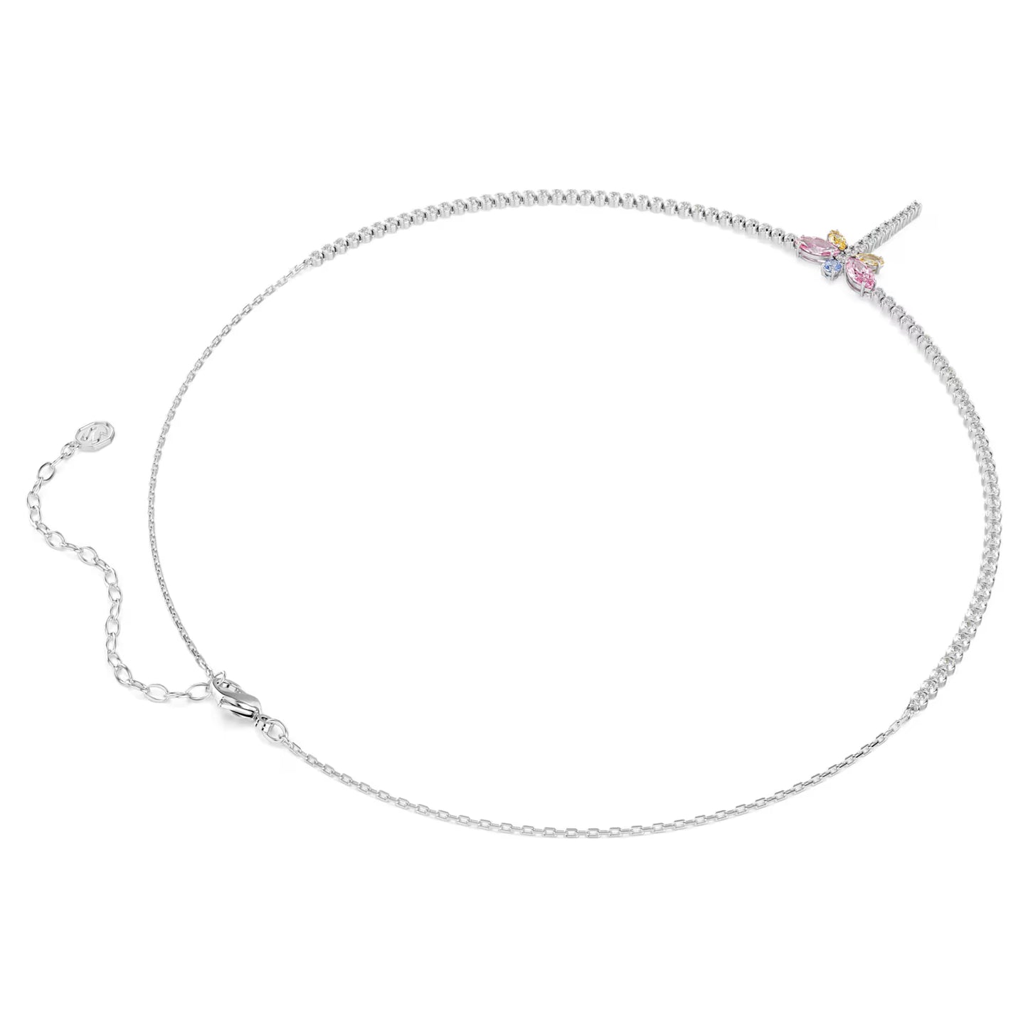 Ariana Grande x Swarovski Tennis Y necklace, Mixed cuts, Dragonfly, Multicolored, Rhodium plated