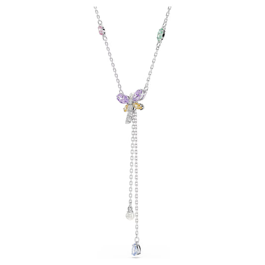 Ariana Grande x Swarovski Y necklace, Mixed cuts, Dragonfly, Multicolored, Rhodium plated