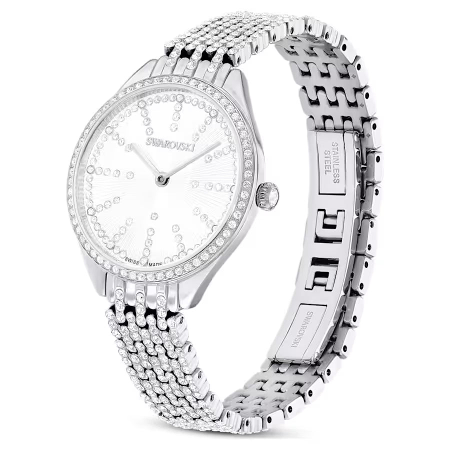 Attract watch, Swiss Made, Metal bracelet, Silver tone, Stainless steel