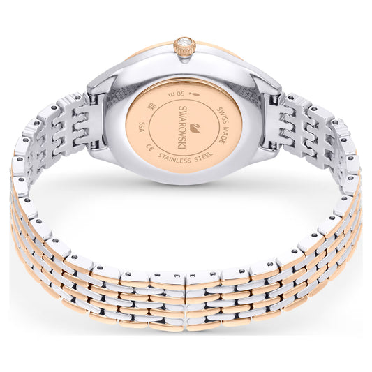Attract watch, Swiss Made, Pavé, Crystal bracelet, Rose gold tone, Mixed metal finish