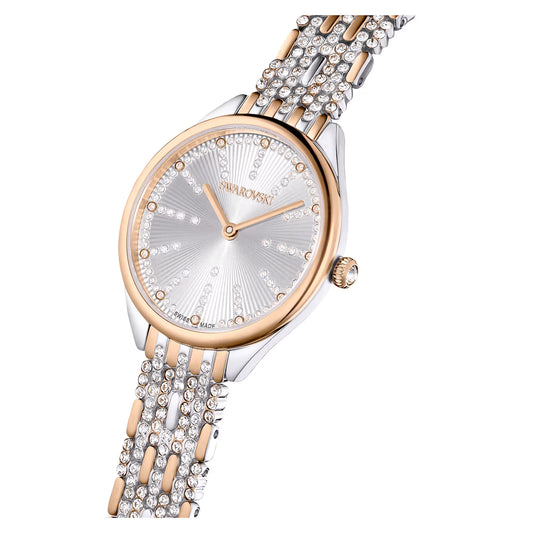 Attract watch, Swiss Made, Pavé, Crystal bracelet, Rose gold tone, Mixed metal finish