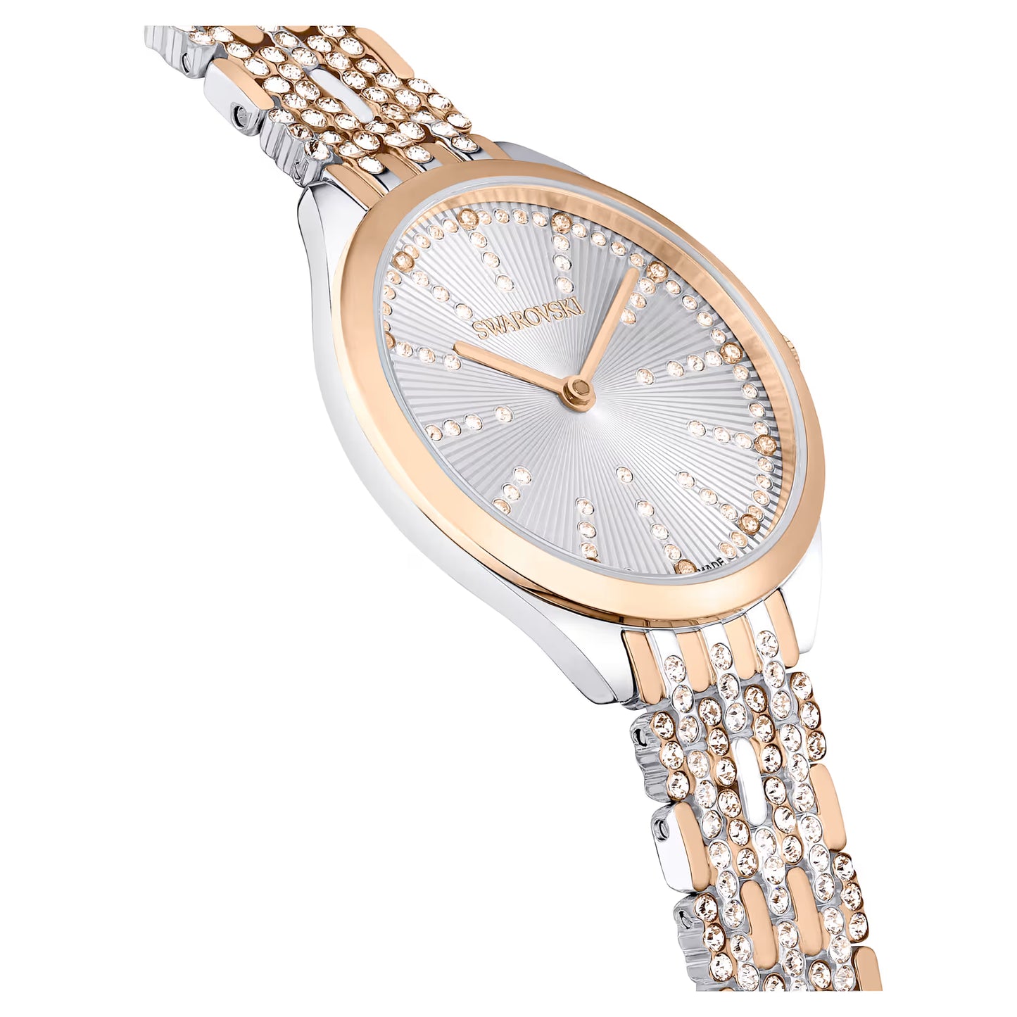 Attract watch, Swiss Made, Pavé, Crystal bracelet, Rose gold tone, Mixed metal finish
