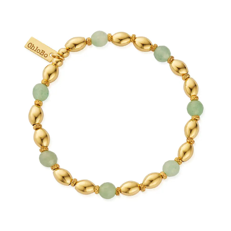 Gold Tone Good Fortune Aventurine Bracelet