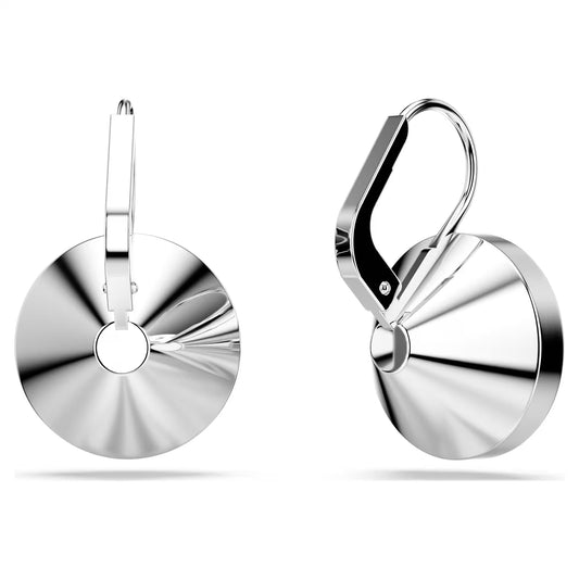 Bella drop earrings, Round cut, Green, Rhodium