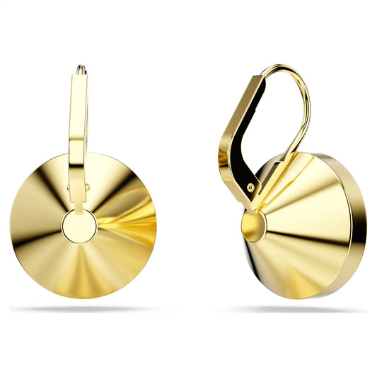 Bella drop earrings, Round cut, Red, Gold-tone