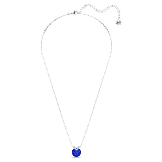 Bella V pendant, Round cut, Blue, Rhodium