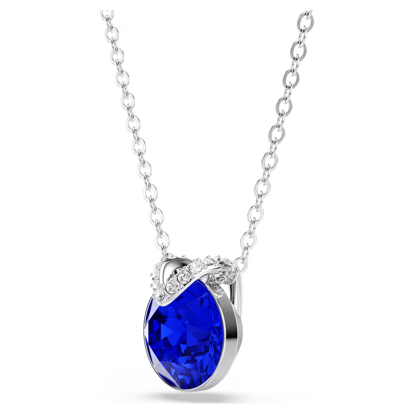 Bella V pendant, Round cut, Blue, Rhodium