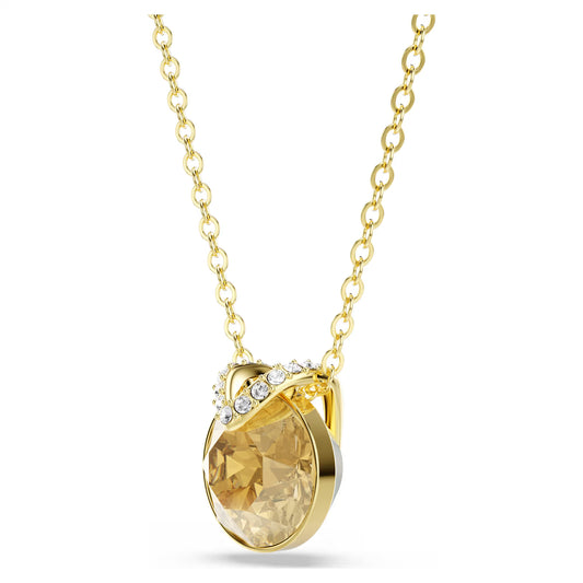 Bella V pendant, Round cut, Gold tone