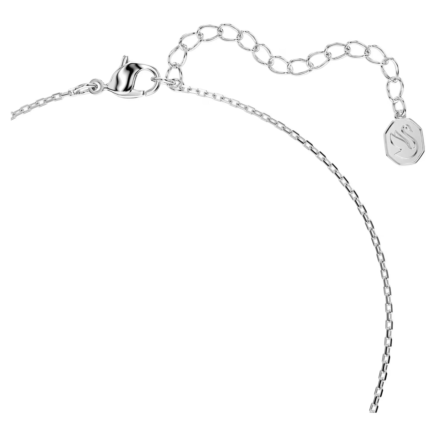 Bella V pendant, Round cut, Pink, Rhodium plated