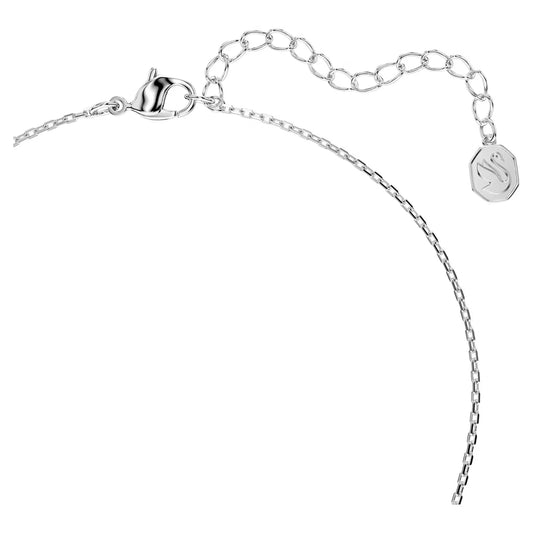 Bella V pendant, Round cut, Pink, Rhodium plated