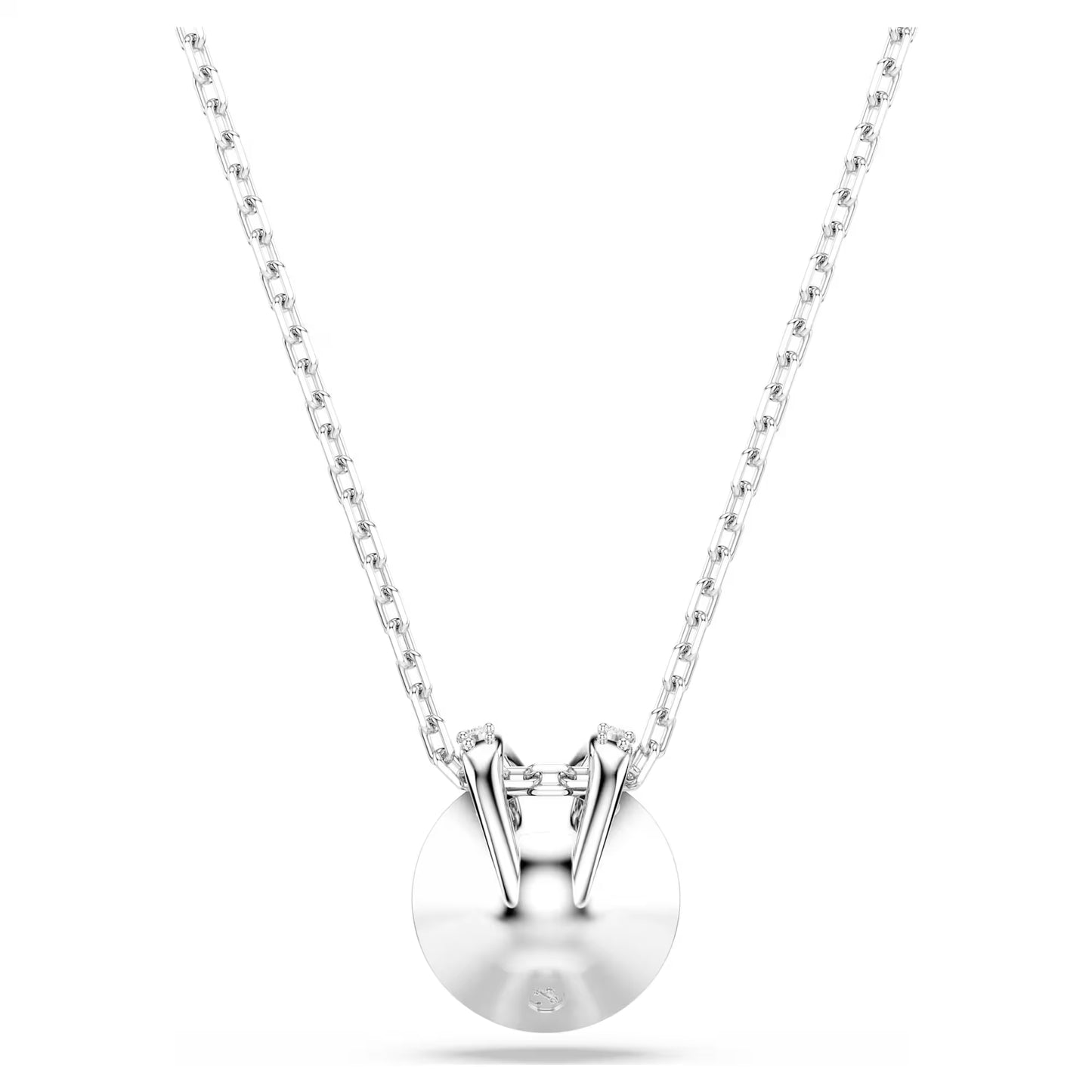 Bella V pendant, Round cut, Pink, Rhodium plated