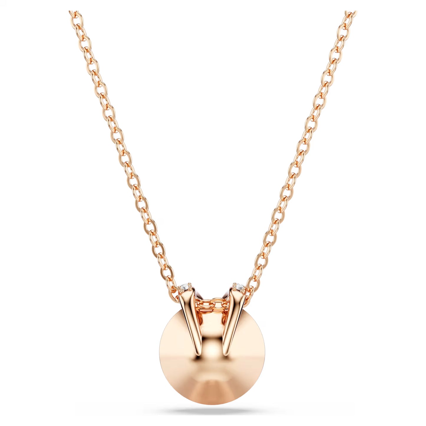 Bella V pendant, Round cut, Pink, Rose gold-tone