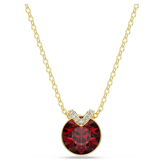 Bella V pendant, Round cut, Red, Gold-tone