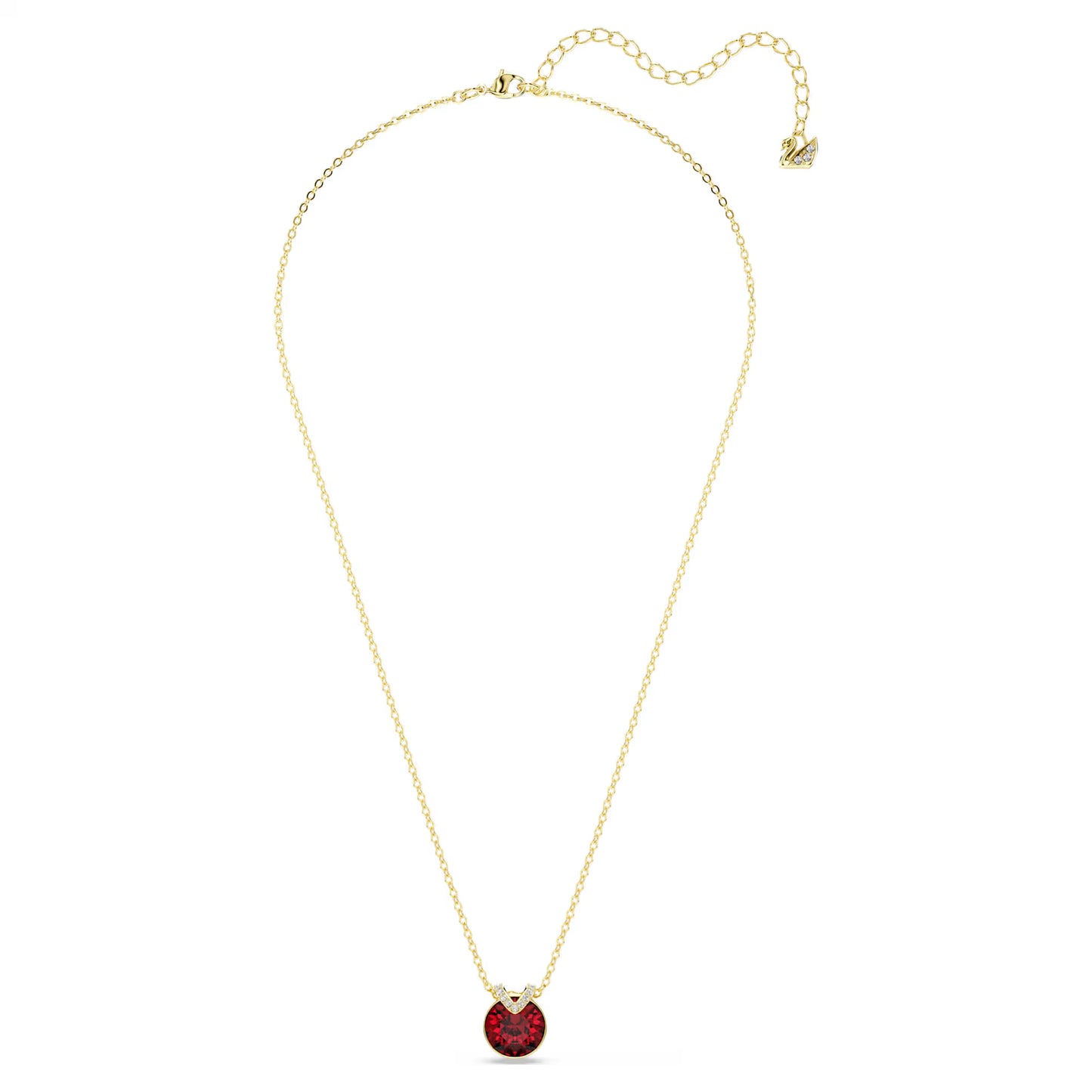Bella V pendant, Round cut, Red, Gold-tone