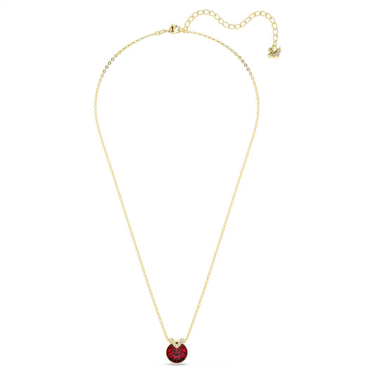 Bella V pendant, Round cut, Red, Gold-tone