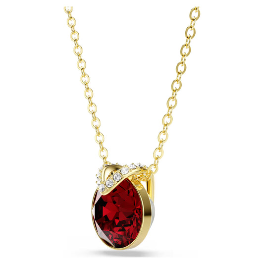 Bella V pendant, Round cut, Red, Gold-tone