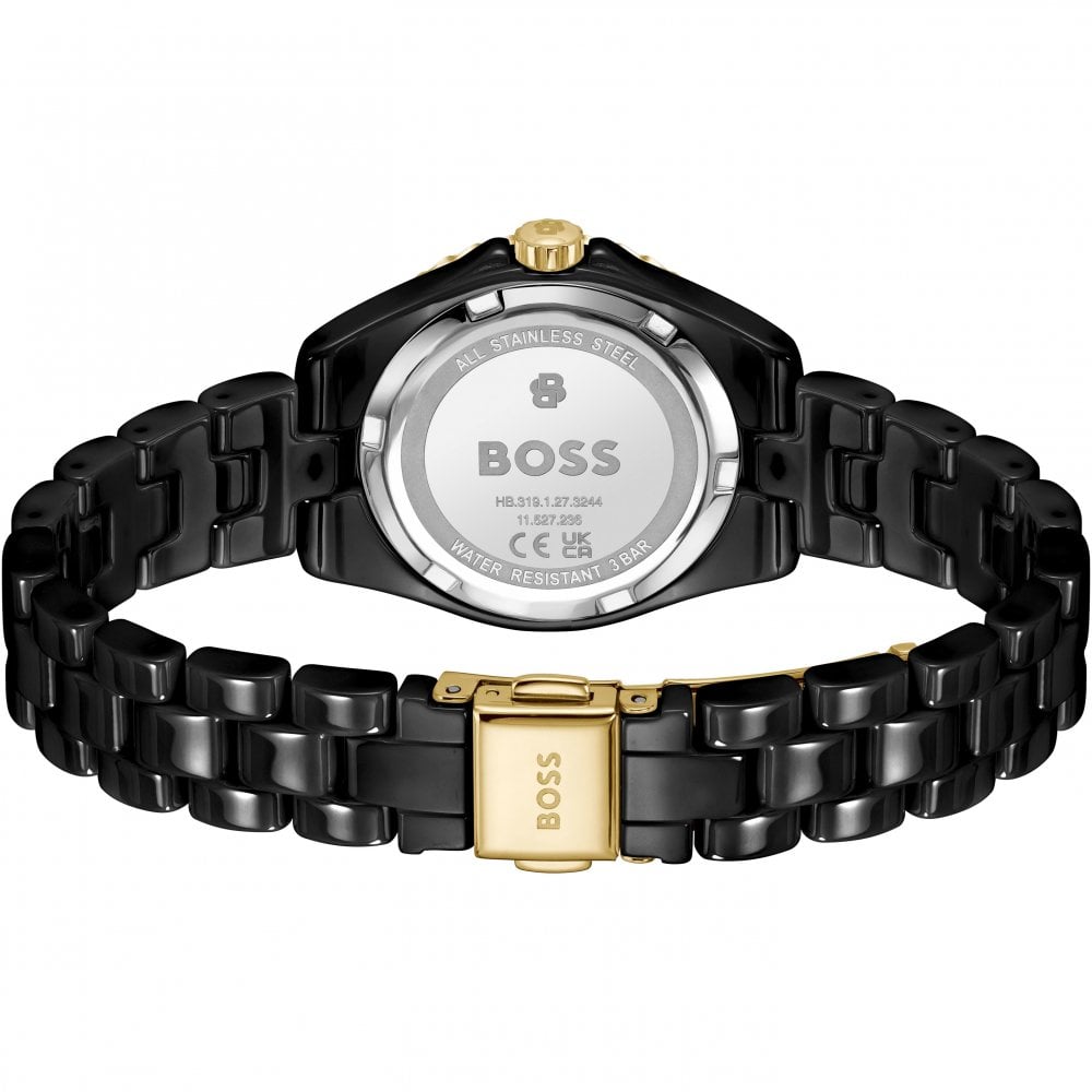 Ladies Sage Black IP Plated Ceramic Bracelet Watch