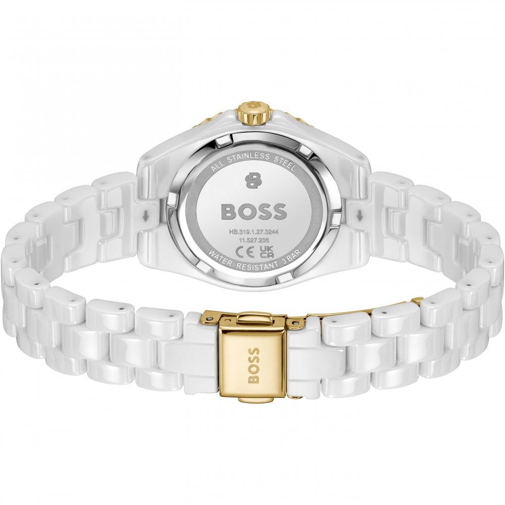 Ladies Sage White IP Plated Ceramic Bracelet Watch