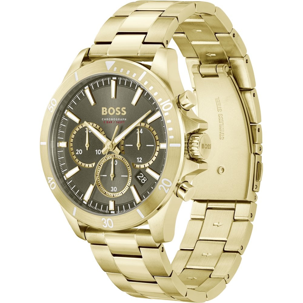 Troper 44mm Gold Steel Chronograph Watch
