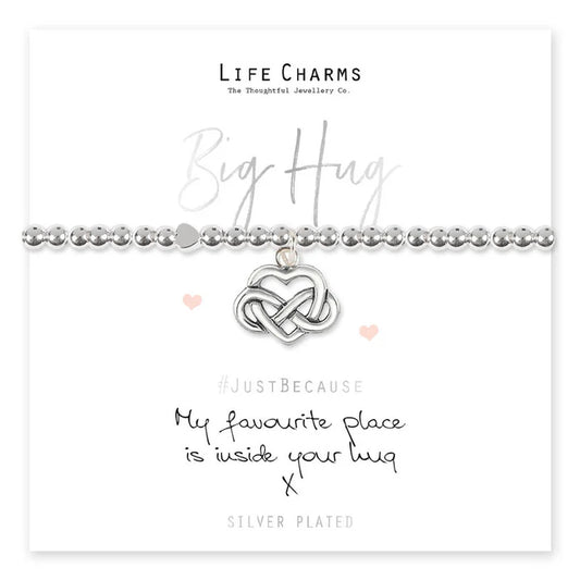 Silver Big Hug Life Charms Bracelet