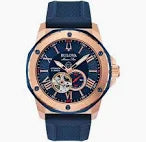 Gents Marine Star blue strap rose gold tone