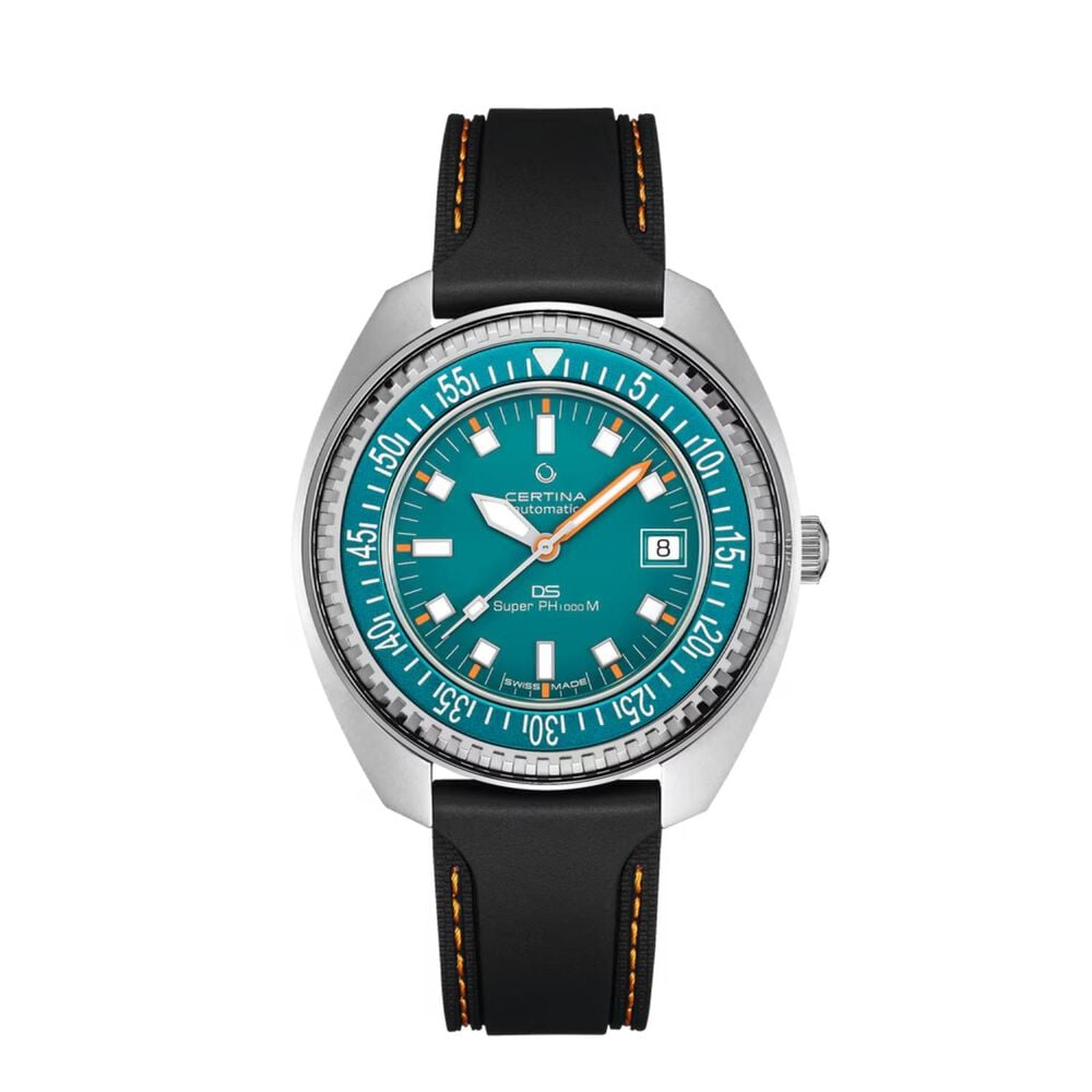 Certina Blue Dial Black Rubber Strap Watch