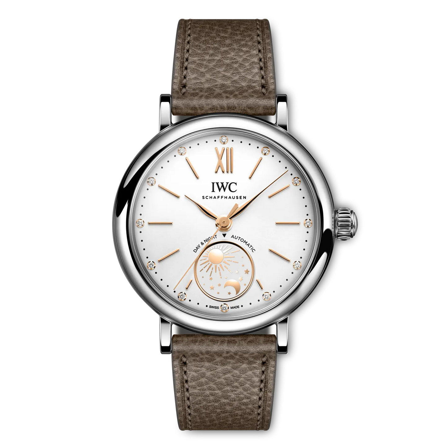 Portofino Automatic Day & Night 34mm Leather Strap Watch