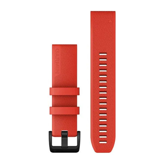 Garmin QuickFit 22 Watch Bands - Laser Red & Black Stainless Steel Hardware