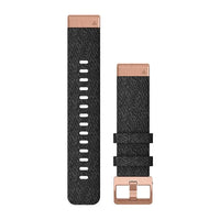 Garmin QuickFit 20 Watch Bands - Heathered Black Nylon, Rose Gold Hardware