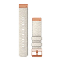 Garmin QuickFit 20 Watch Bands - Cream Heathered Nylon, Rose Gold Hardware
