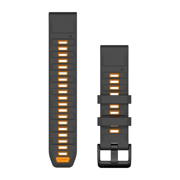 Garmin QuickFit 22 Watch Bands - Graphite/Spark Orange Silicone