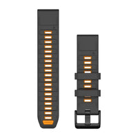 Garmin QuickFit 22 Watch Bands - Graphite/Spark Orange Silicone