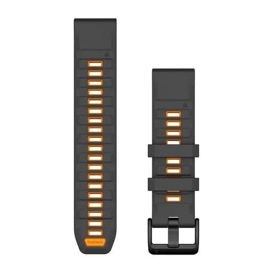 Garmin QuickFit 22 Watch Bands - Graphite/Spark Orange Silicone