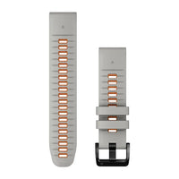 Garmin QuickFit 22 Watch Bands - Fog Grey/Ember Orange Silicone