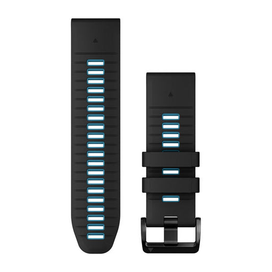 Garmin QuickFit 26 Watch Bands - Black/Cirrus Blue Silicone