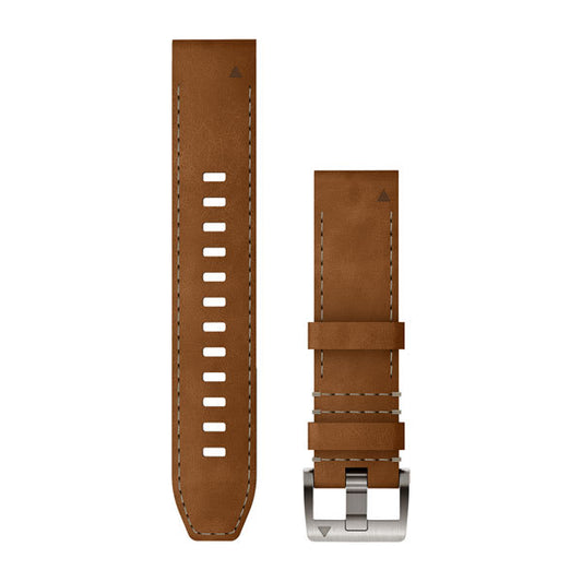 Garmin QuickFit 22 Watch Bands - Leather/FKM Hybrid Strap, Brown/Black
