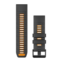 Garmin QuickFit 26 Watch Bands - Graphite/Spark Orange Silicone