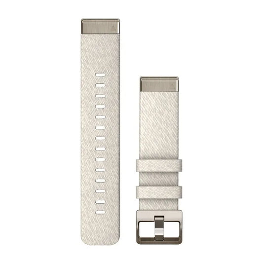 Garmin QuickFit 20 Watch Bands - Cream Heathered Nylon, Soft Gold Hardware