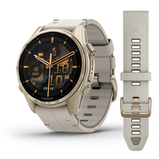 Garmin Fenix 8 43mm AMOLED Sapphire Soft Gold Limestone Leather Band