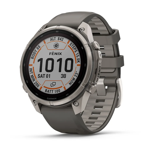 Garmin Fenix 9 Pro Solar Titanium with Pebble Grey Silicone Band