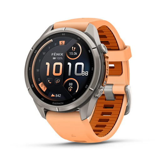 Garmin Fenix 9 Pro 43mm AMOLED inReach Titanium with Shell Pink/Autumn Orange Silicone Band