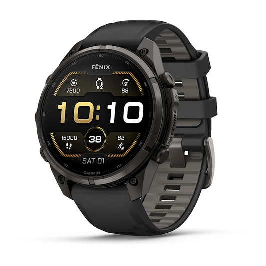 Garmin Fenix 9 Pro 47mm AMOLED Carbon Gray DLC Titanium with Black/Pebble Grey Silicone Band
