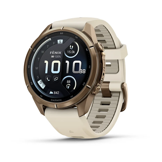Garmin Fenix 9 Pro 43mm AMOLED inReach Autumn Gold Titanium with Cream/French Grey Silicone Band