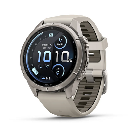 Garmin Fenix 9 Pro 43mm AMOLED inReach Titanium with Fog Grey/Dark Sandstone Silicone Band