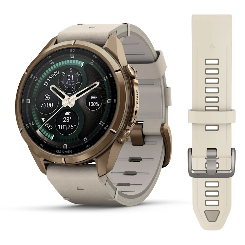Garmin Fenix 9 Pro 43mm AMOLED inReach Autumn Gold Titanium with Bone Leather Band